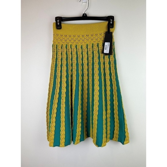 Pinko Dresses & Skirts - Pinko Striped Knitted Skirt in Mustard and Teal Size Small